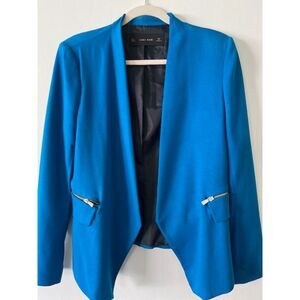 Zara Open Blazer With Zipper Detail